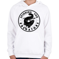 PRINTFASHION SpinningForPredators - Gyerek kapucnis pulóver - Fehér