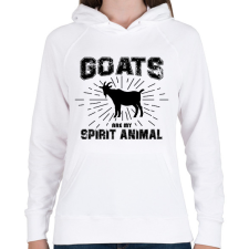 PRINTFASHION Spirit animal - Goat - Női kapucnis pulóver - Fehér női pulóver, kardigán