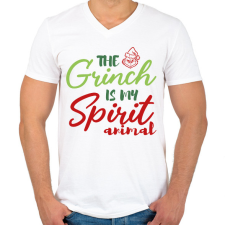 PRINTFASHION Spirit animal - Grinch - Férfi V-nyakú póló - Fehér férfi póló