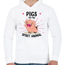 PRINTFASHION Spirit animal - pig - Férfi kapucnis pulóver - Fehér férfi pulóver, kardigán