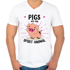 PRINTFASHION Spirit animal - pig - Férfi V-nyakú póló - Fehér férfi póló
