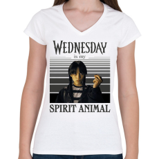PRINTFASHION Spirit animal - Wednesday - Női V-nyakú póló - Fehér