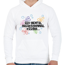 PRINTFASHION Spongyabob Egy mentalbreakdownnal később... - Férfi kapucnis pulóver - Fehér férfi pulóver, kardigán