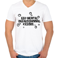 PRINTFASHION Spongyabob Egy mentalbreakdownnal később... - Férfi V-nyakú póló - Fehér