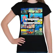 PRINTFASHION Spongyabob GTA - Női póló - Fekete női póló