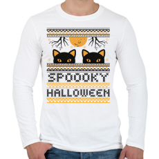 PRINTFASHION SPOOKY HALLOWEEN - Férfi hosszú ujjú póló - Fehér