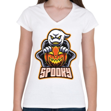PRINTFASHION Spooky - Női V-nyakú póló - Fehér