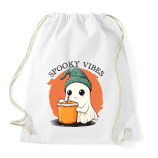 PRINTFASHION Spooky Vibes Cuki Halloween Szellem - Sportzsák, Tornazsák - Fehér tornazsák