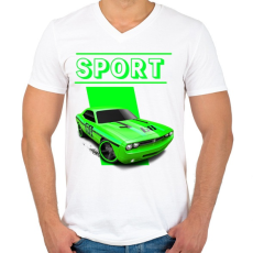 PRINTFASHION Sport autó  - Férfi V-nyakú póló - Fehér