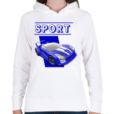 PRINTFASHION Sport autó - Női kapucnis pulóver - Fehér női pulóver, kardigán