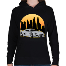 PRINTFASHION Sport autó  - Női kapucnis pulóver - Fekete női pulóver, kardigán