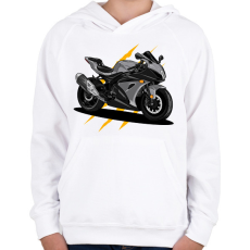 PRINTFASHION Sport motor  - Gyerek kapucnis pulóver - Fehér