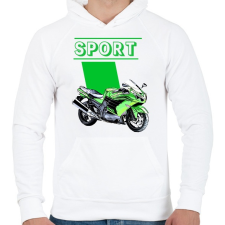 PRINTFASHION Sportmotor  - Férfi kapucnis pulóver - Fehér férfi pulóver, kardigán