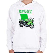 PRINTFASHION Sportmotor  - Gyerek kapucnis pulóver - Fehér gyerek pulóver, kardigán