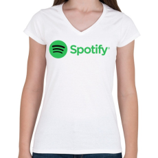 PRINTFASHION Spotify - Női V-nyakú póló - Fehér