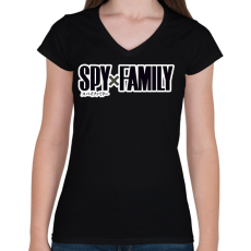 PRINTFASHION Spy x Family logó - Női V-nyakú póló - Fekete
