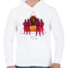 PRINTFASHION Squid game boss and soldiers - nyerd meg az életed - Férfi kapucnis pulóver - Fehér