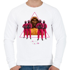 PRINTFASHION Squid game boss and soldiers - nyerd meg az életed - Férfi pulóver - Fehér férfi pulóver, kardigán