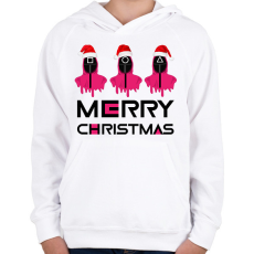 PRINTFASHION Squid Game Christmas - Gyerek kapucnis pulóver - Fehér
