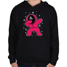 PRINTFASHION Squid Game Dab háromszög fehér - Gyerek kapucnis pulóver - Fekete gyerek pulóver, kardigán