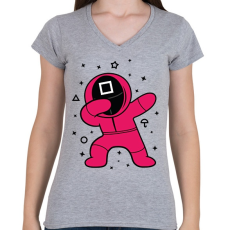 PRINTFASHION Squid Game Dab négyszög - Női V-nyakú póló - Sport szürke