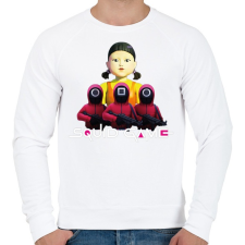 PRINTFASHION Squid game doll and soldiers 2 - Férfi pulóver - Fehér férfi pulóver, kardigán