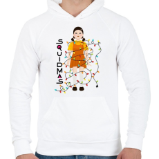 PRINTFASHION Squid Game Doll - Karácsony - Férfi kapucnis pulóver - Fehér