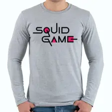 PRINTFASHION SQUID GAME fekete felirat - Férfi hosszú ujjú póló - Sport szürke férfi póló