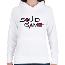 PRINTFASHION SQUID GAME fekete felirat - Női kapucnis pulóver - Fehér női pulóver, kardigán