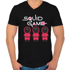 PRINTFASHION Squid Game - Férfi V-nyakú póló - Fekete