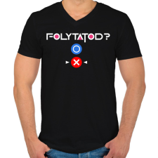PRINTFASHION Squid Game - Folytatod? Nem! - Férfi V-nyakú póló - Fekete férfi póló