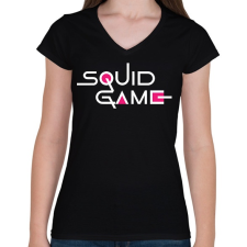 PRINTFASHION Squid Game - Női V-nyakú póló - Fekete női póló