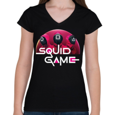 PRINTFASHION Squid game - nyerd meg az életed 05 - Női V-nyakú póló - Fekete női póló