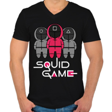 PRINTFASHION Squid Game - Nyerd meg az életed - Férfi V-nyakú póló - Fekete