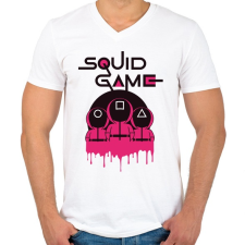 PRINTFASHION Squid game - Nyerd meg az életed  N10 - Férfi V-nyakú póló - Fehér férfi póló