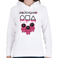 PRINTFASHION Squid Game pink-black - Női kapucnis pulóver - Fehér