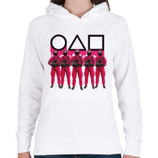 PRINTFASHION Squid game soldiers 3 - Női kapucnis pulóver - Fehér női pulóver, kardigán