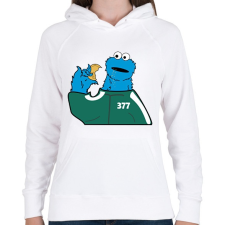 PRINTFASHION Squid Game vs. Sütiszörny - Női kapucnis pulóver - Fehér női pulóver, kardigán