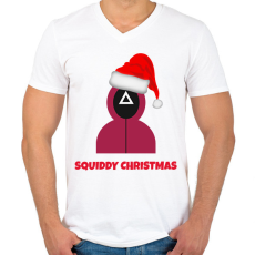 PRINTFASHION SQUIDDY CHRISTMAS - Férfi V-nyakú póló - Fehér