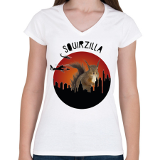 PRINTFASHION Squirzilla - Női V-nyakú póló - Fehér női póló