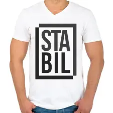 PRINTFASHION Stabil - Férfi V-nyakú póló - Fehér férfi póló