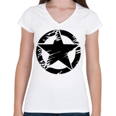PRINTFASHION star - Női V-nyakú póló - Fehér