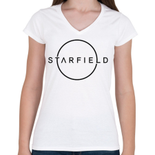 PRINTFASHION Starfield - Női V-nyakú póló - Fehér női póló
