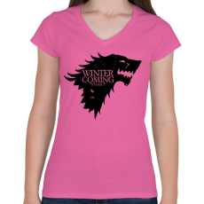 PRINTFASHION Stark - Női V-nyakú póló - Rózsaszín