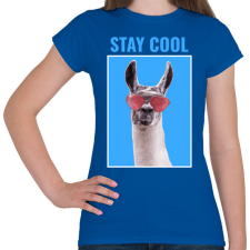 PRINTFASHION STAY COOL LLAMA - Női póló - Királykék női póló