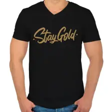 PRINTFASHION Stay Gold - Férfi V-nyakú póló - Fekete férfi póló