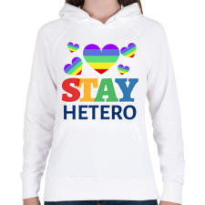 PRINTFASHION STAY HETERO - Női kapucnis pulóver - Fehér női pulóver, kardigán