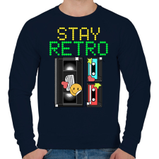 PRINTFASHION Stay retro kazetta - Férfi pulóver - Sötétkék férfi pulóver, kardigán