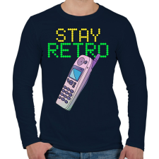 PRINTFASHION Stay retro Nokia - Férfi hosszú ujjú póló - Sötétkék férfi póló
