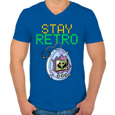 PRINTFASHION Stay retro Tamagochi - Férfi V-nyakú póló - Királykék